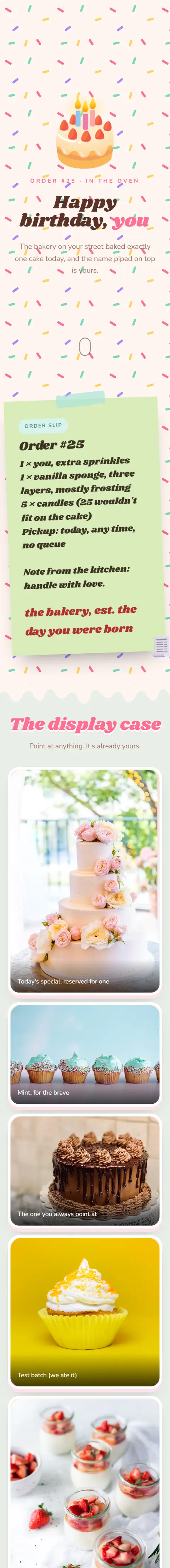 Cake Shop Birthday, a birthday website