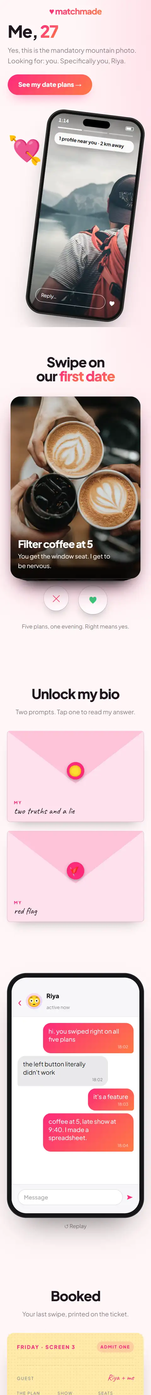 Swipe Right, a ask them out website