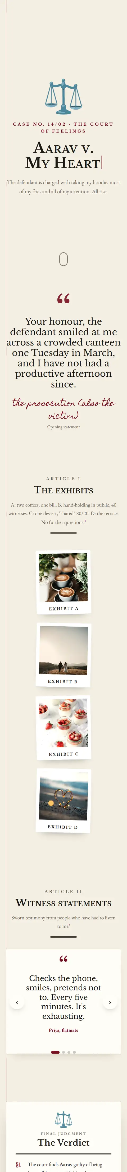 Terms of Love, a valentine's day website