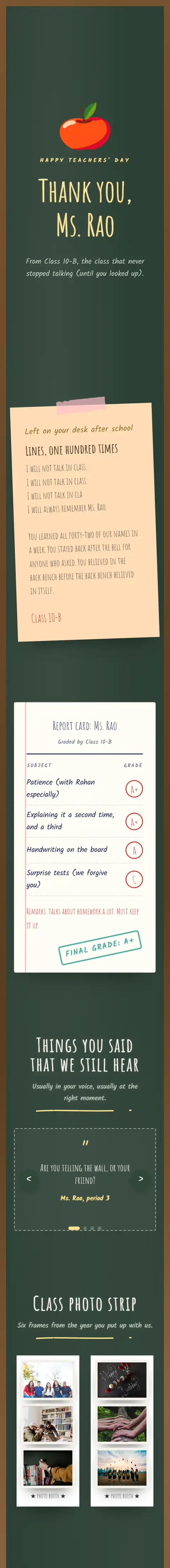 Thank You, Teacher, a teachers' day website
