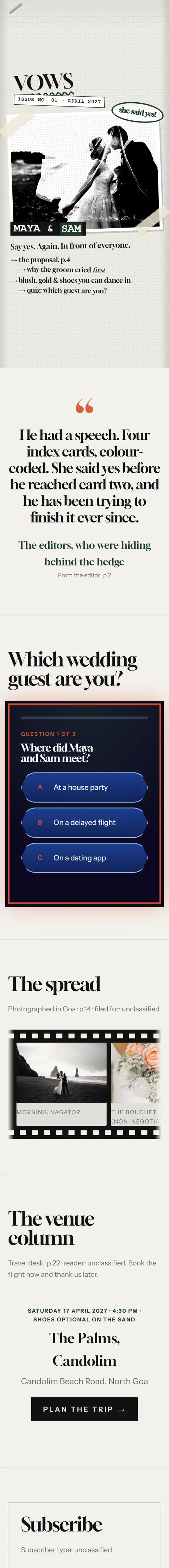 The Wedding Issue, a wedding website