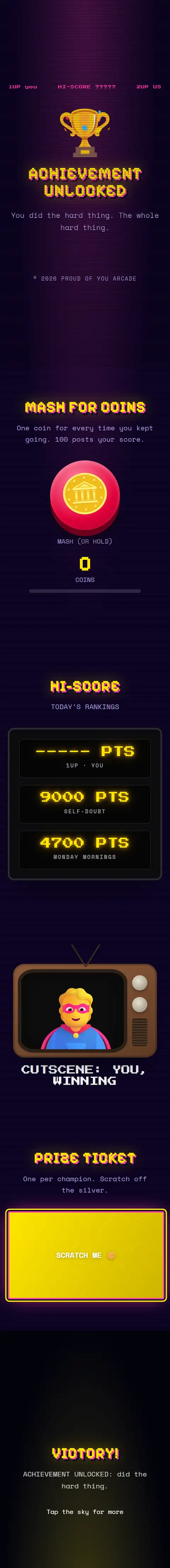 Achievement Unlocked, a you did it! website
